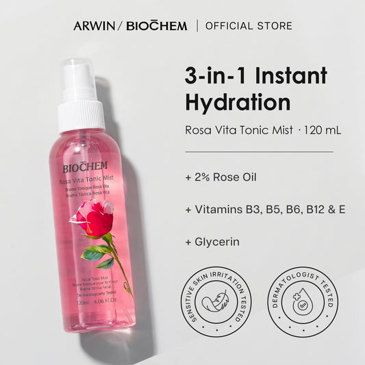 Rosa Vita Tonic Mist - Rose Water Toner with Vitamins B3, B5, B6, B12 & E