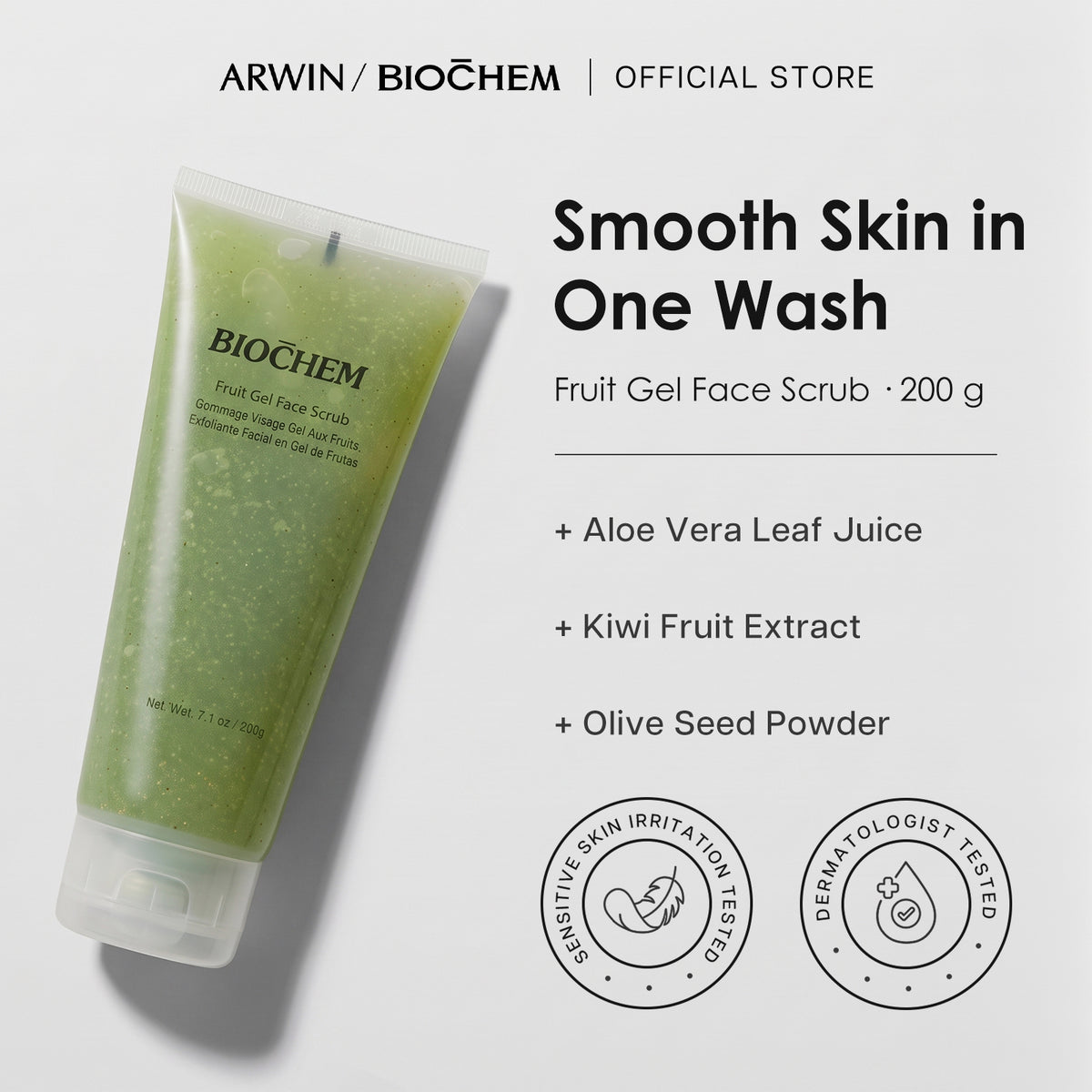 Fruit Gel Face Scrub with Kiwi & Aloe Vera