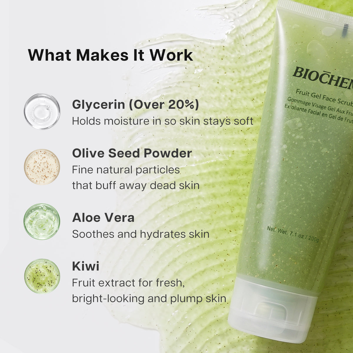 Fruit Gel Face Scrub with Kiwi & Aloe Vera