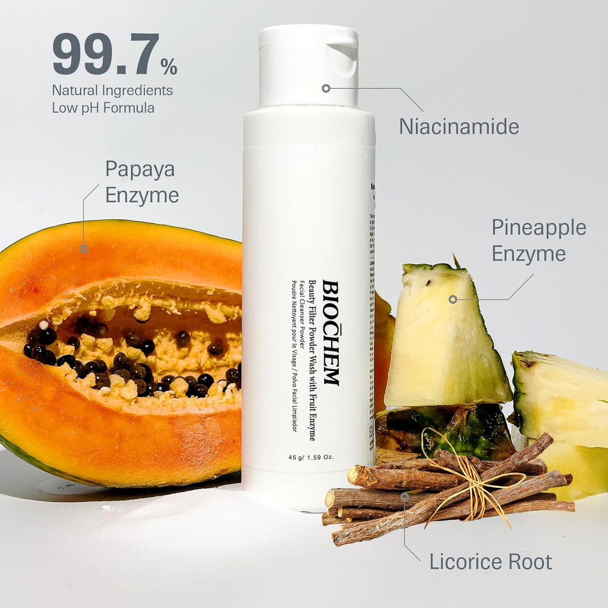 Beauty Filter Powder Wash - Low pH Exfoliator with Papaya & Pineapple Enzyme